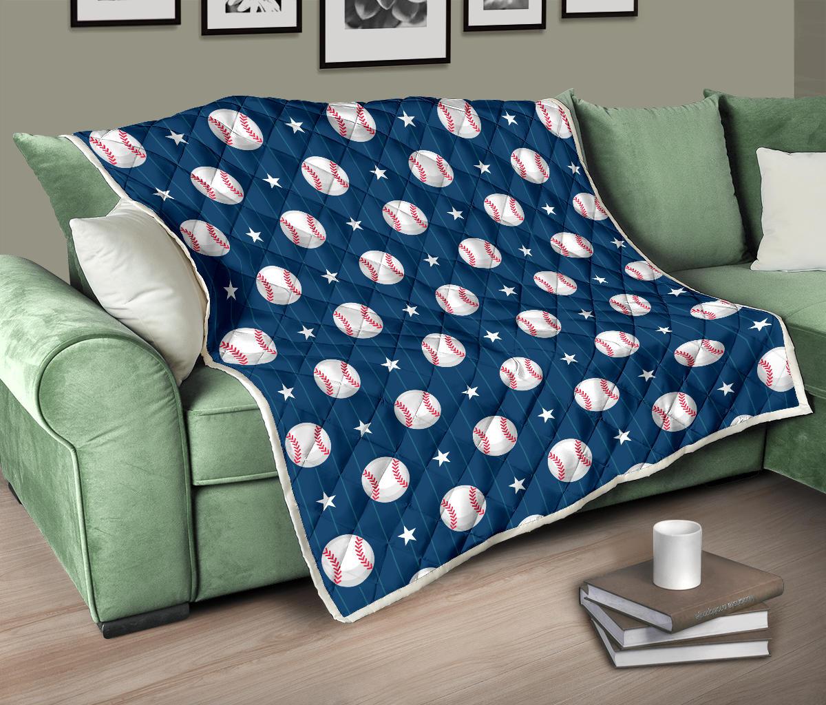 Baseball Star Print Pattern Premium Quilt-JTAMIGO.COM