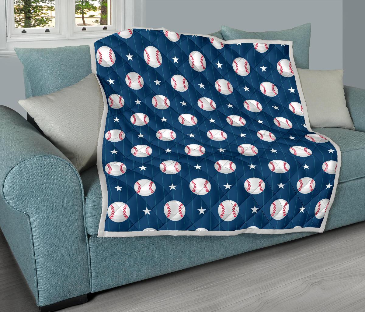 Baseball Star Print Pattern Premium Quilt-JTAMIGO.COM