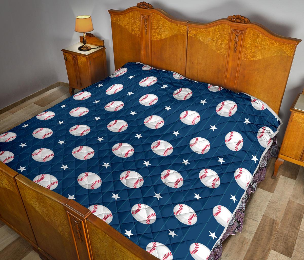 Baseball Star Print Pattern Premium Quilt-JTAMIGO.COM