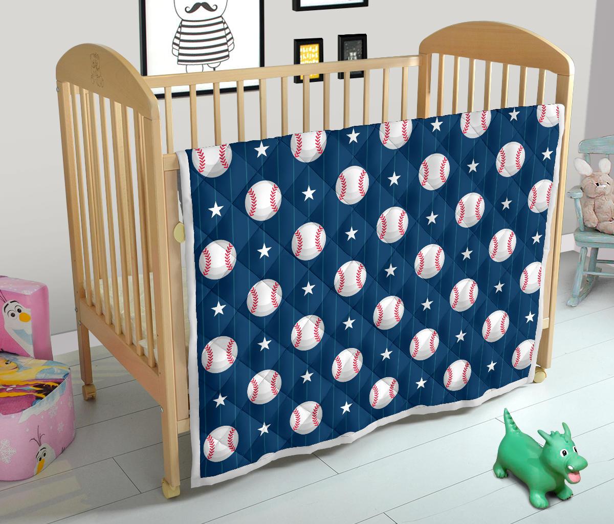 Baseball Star Print Pattern Premium Quilt-JTAMIGO.COM