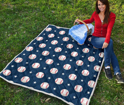 Baseball Star Print Pattern Premium Quilt-JTAMIGO.COM