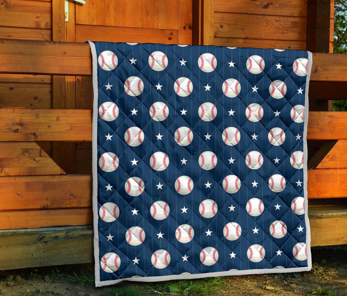 Baseball Star Print Pattern Premium Quilt-JTAMIGO.COM