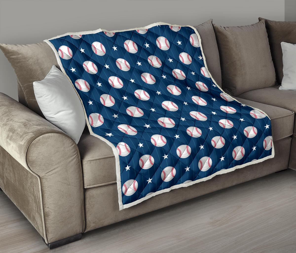 Baseball Star Print Pattern Premium Quilt-JTAMIGO.COM