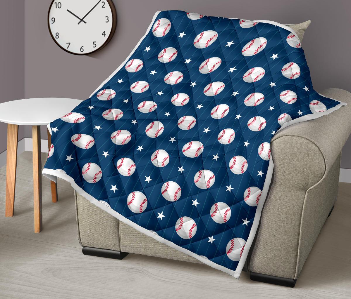 Baseball Star Print Pattern Premium Quilt-JTAMIGO.COM