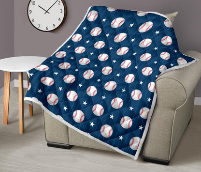 Baseball Star Print Pattern Premium Quilt-JTAMIGO.COM