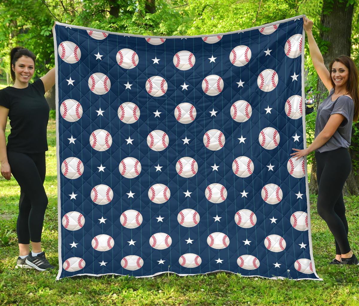 Baseball Star Print Pattern Premium Quilt-JTAMIGO.COM