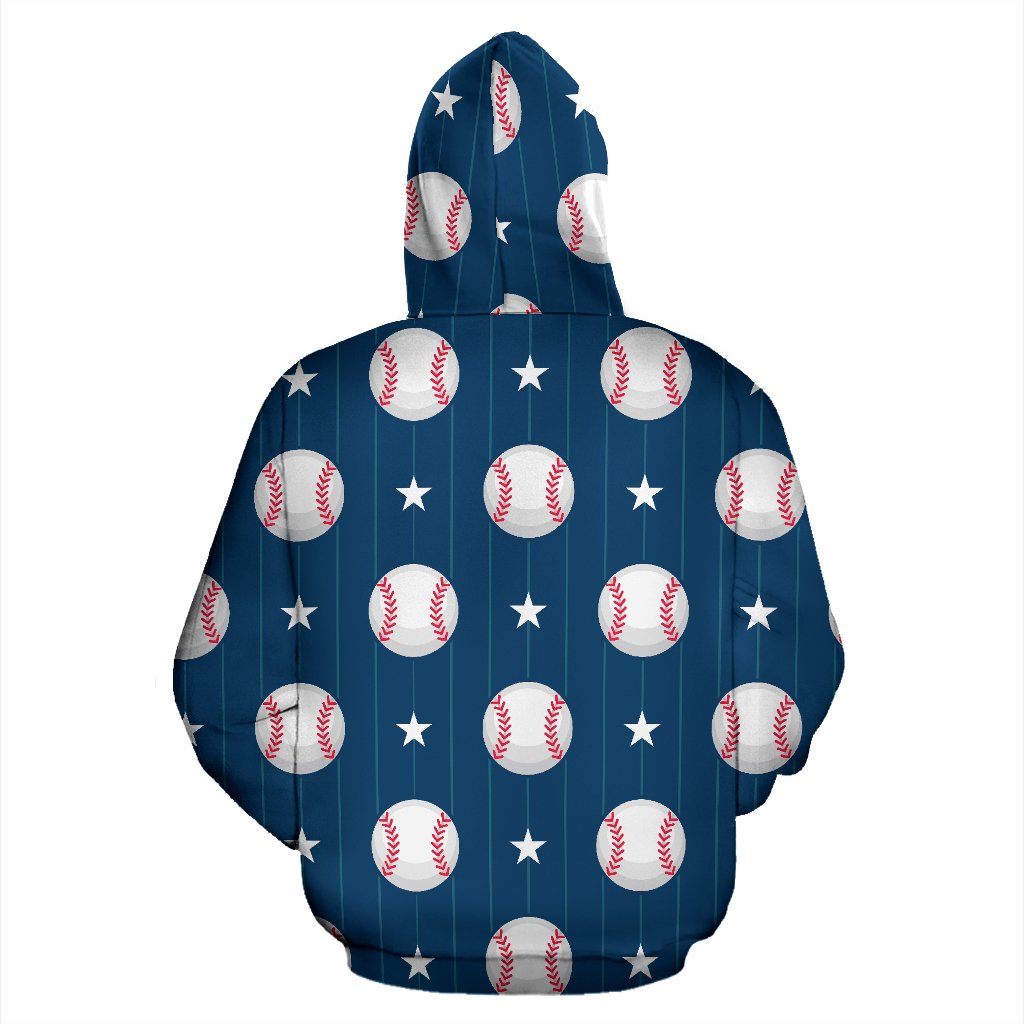 Baseball Star Print Pattern Pullover Hoodie