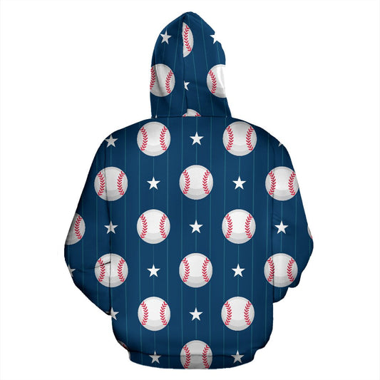 Baseball Star Print Pattern Pullover Hoodie