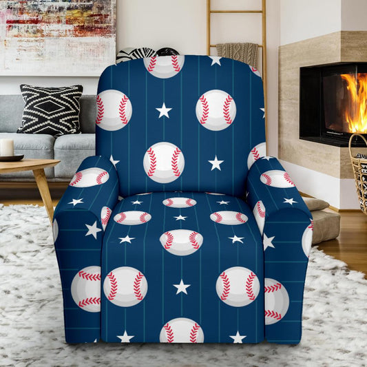 Baseball Star Print Pattern Single Sofa Slipcover -JTAMIGO.COM
