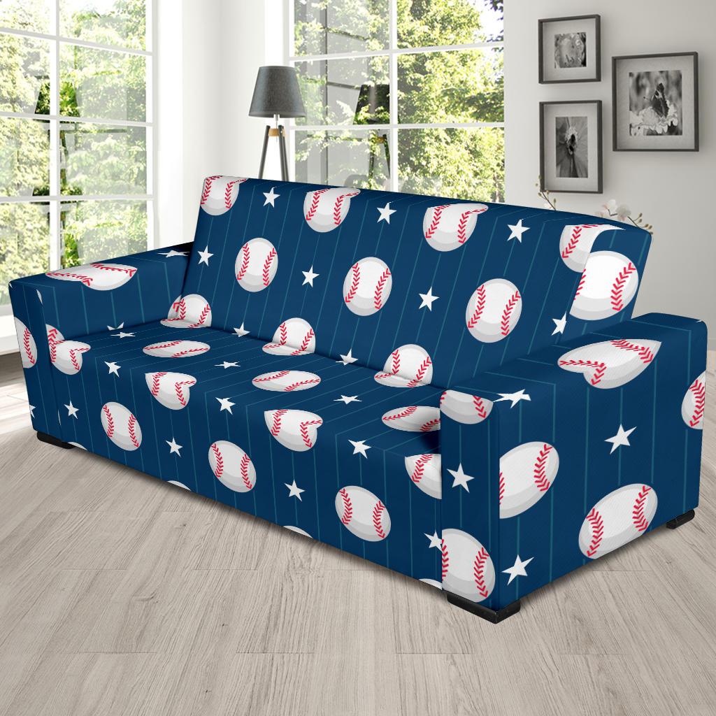 Baseball Star Print Pattern Sofa Slipcover-JTAMIGO.COM