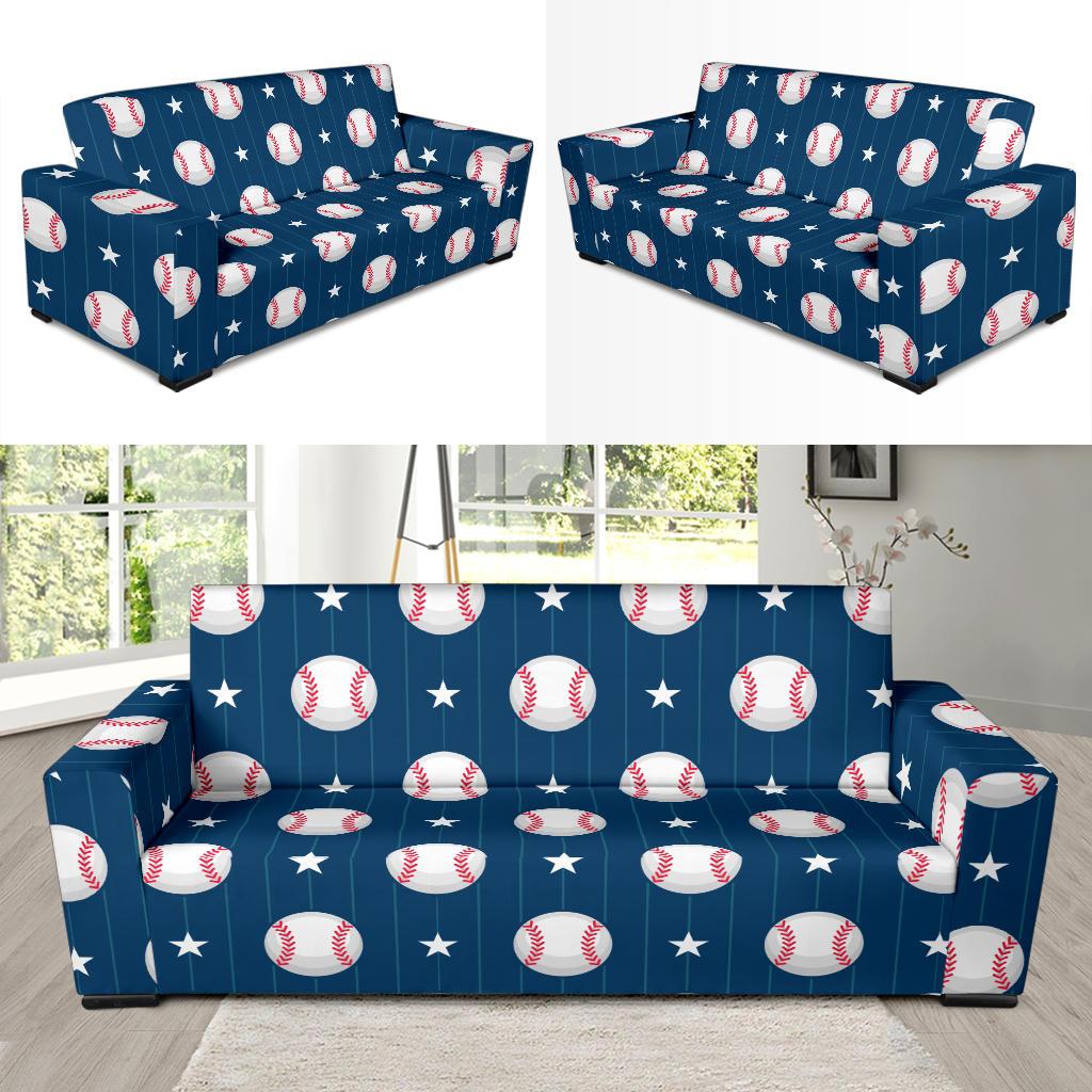 Baseball Star Print Pattern Sofa Slipcover-JTAMIGO.COM