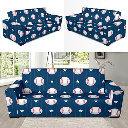Baseball Star Print Pattern Sofa Slipcover-JTAMIGO.COM