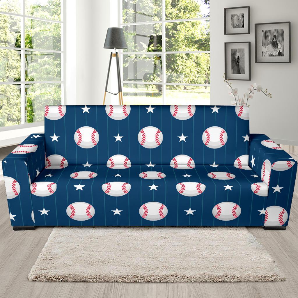 Baseball Star Print Pattern Sofa Slipcover-JTAMIGO.COM