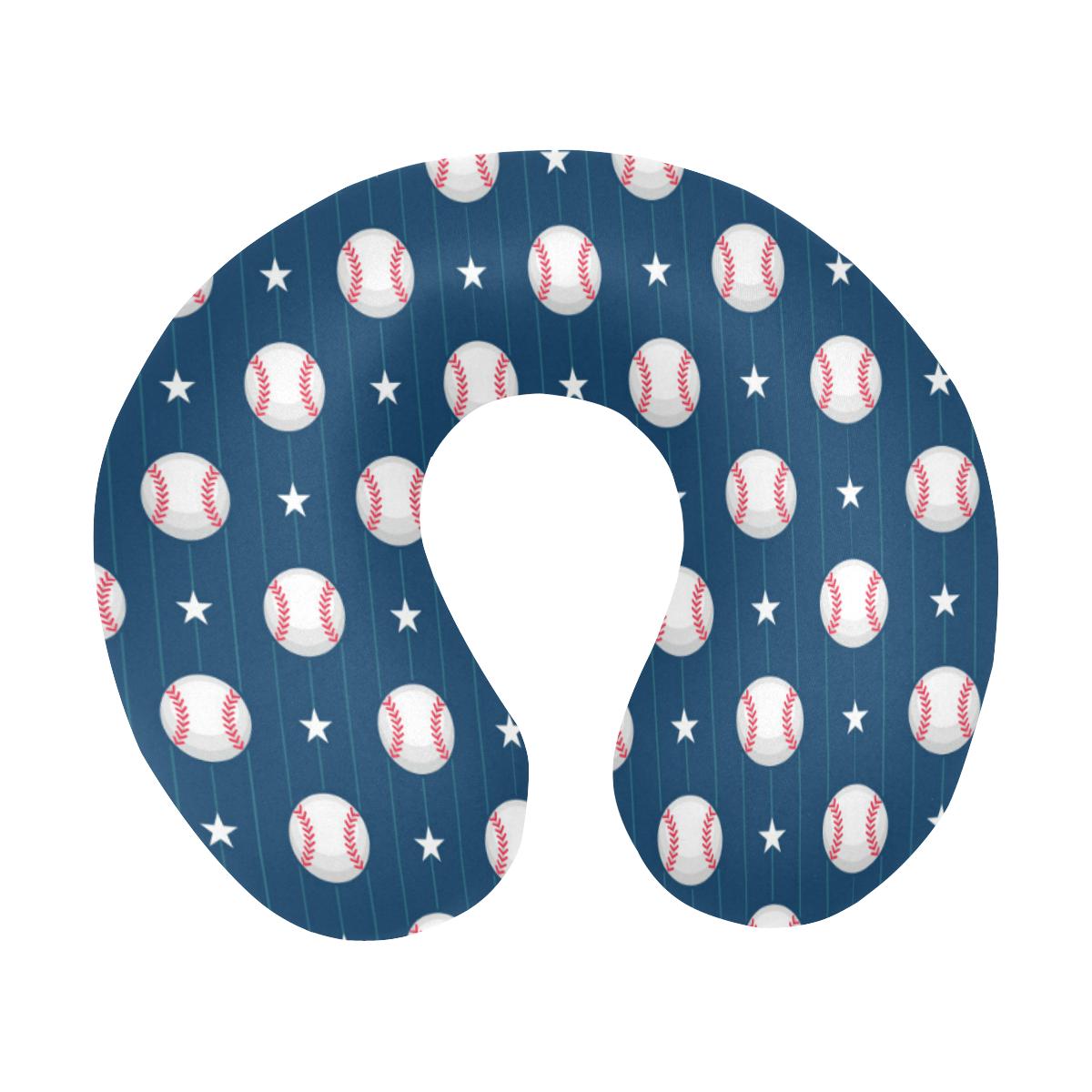 Baseball Star Print Pattern U-Shaped Travel Neck Pillow-JTAMIGO.COM