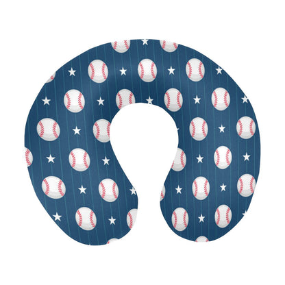 Baseball Star Print Pattern U-Shaped Travel Neck Pillow-JTAMIGO.COM