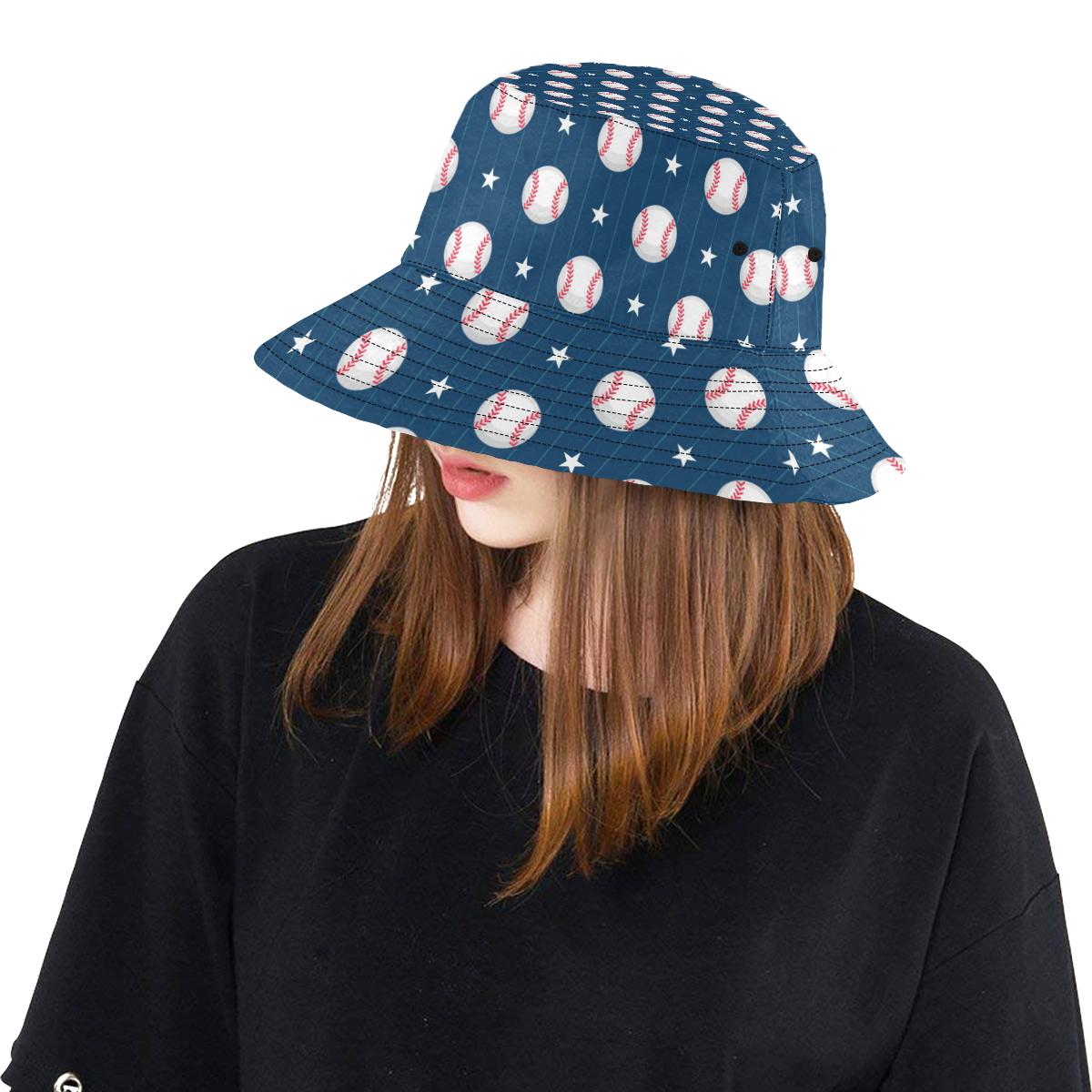 Baseball Star Print Pattern Unisex Bucket Hat