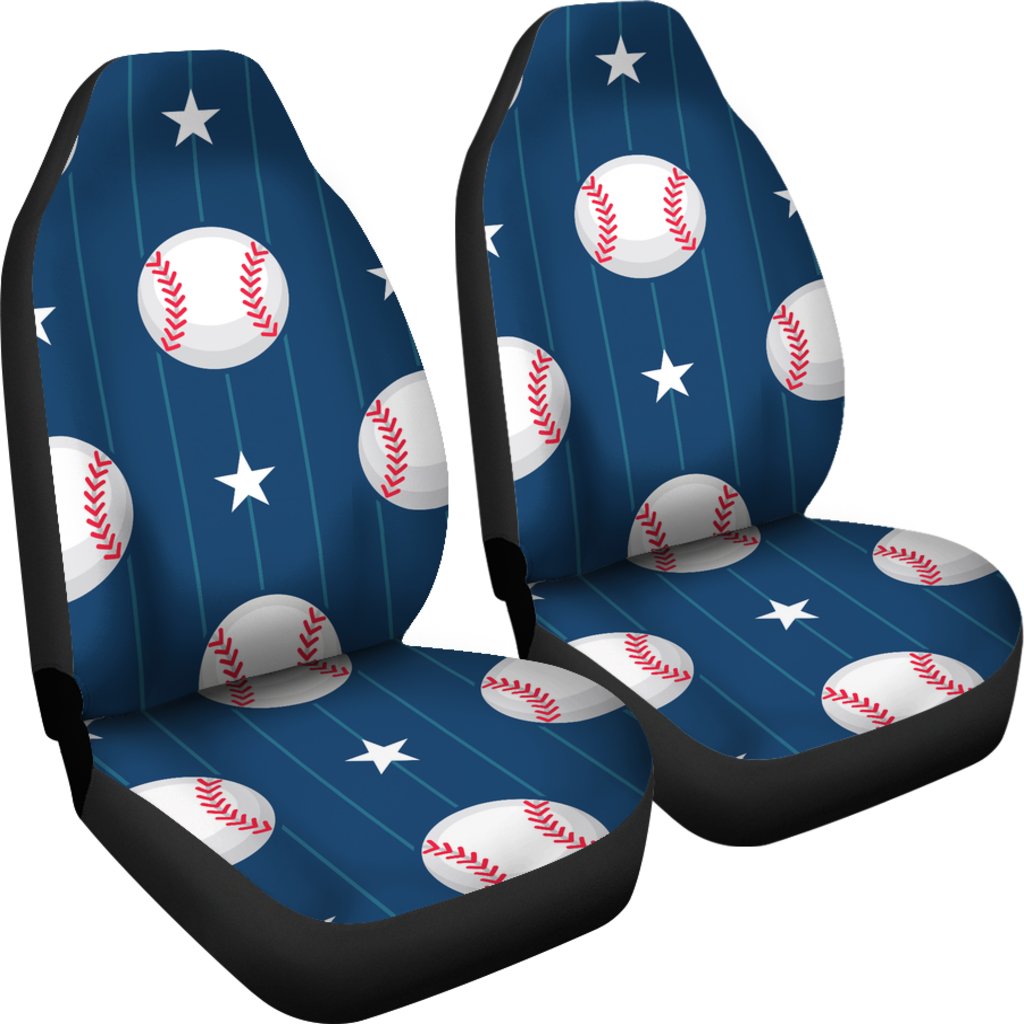 Baseball Star Print Pattern Universal Fit Car Seat Covers