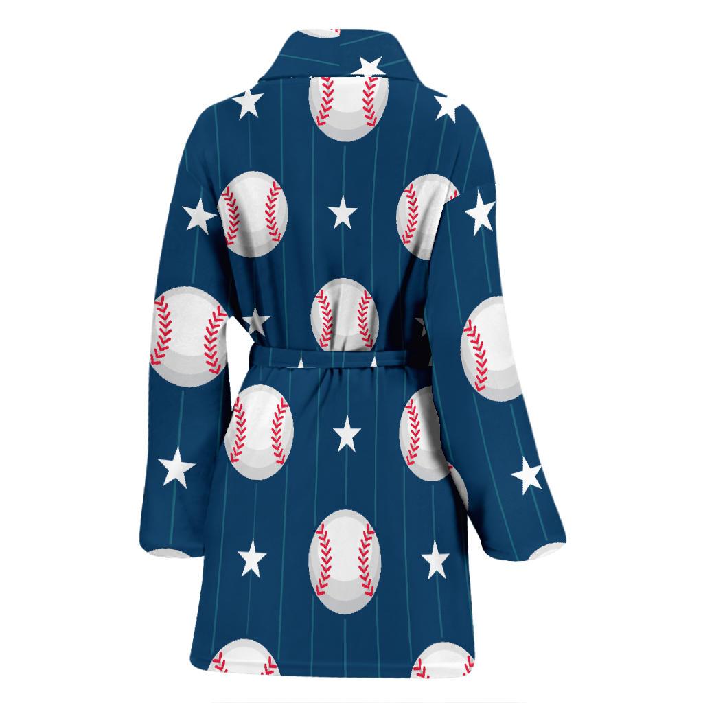 Baseball Star Print Pattern Women Bath Robe-JTAMIGO.COM