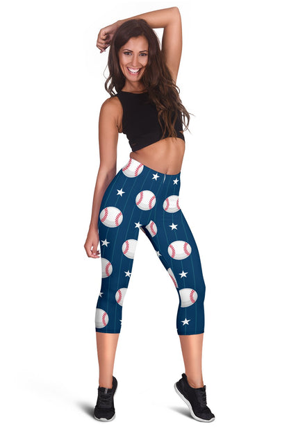 Baseball Star Print Pattern Women Capris