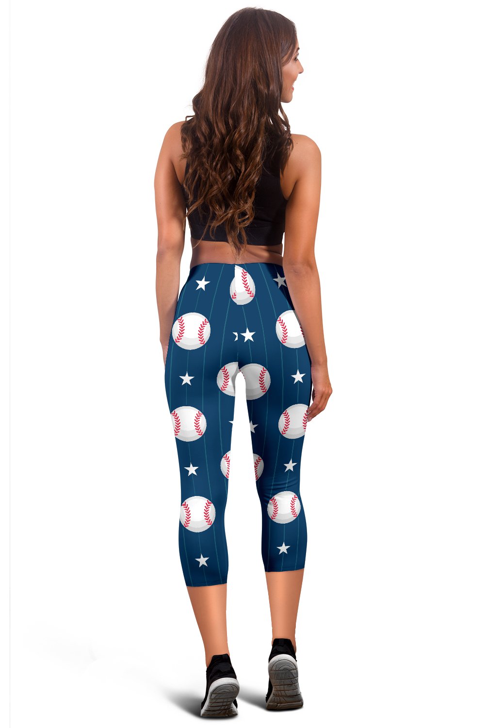 Baseball Star Print Pattern Women Capris
