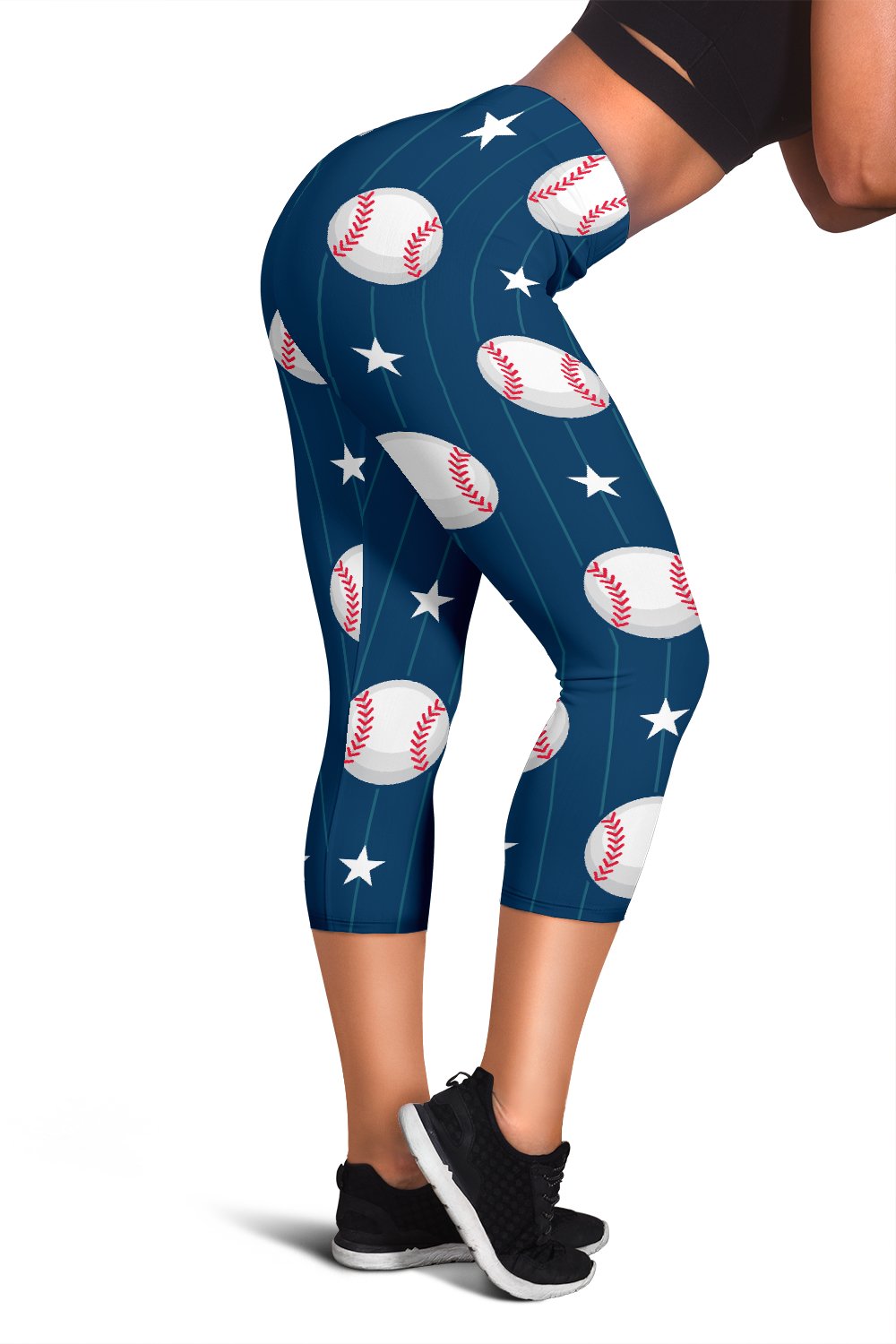 Baseball Star Print Pattern Women Capris