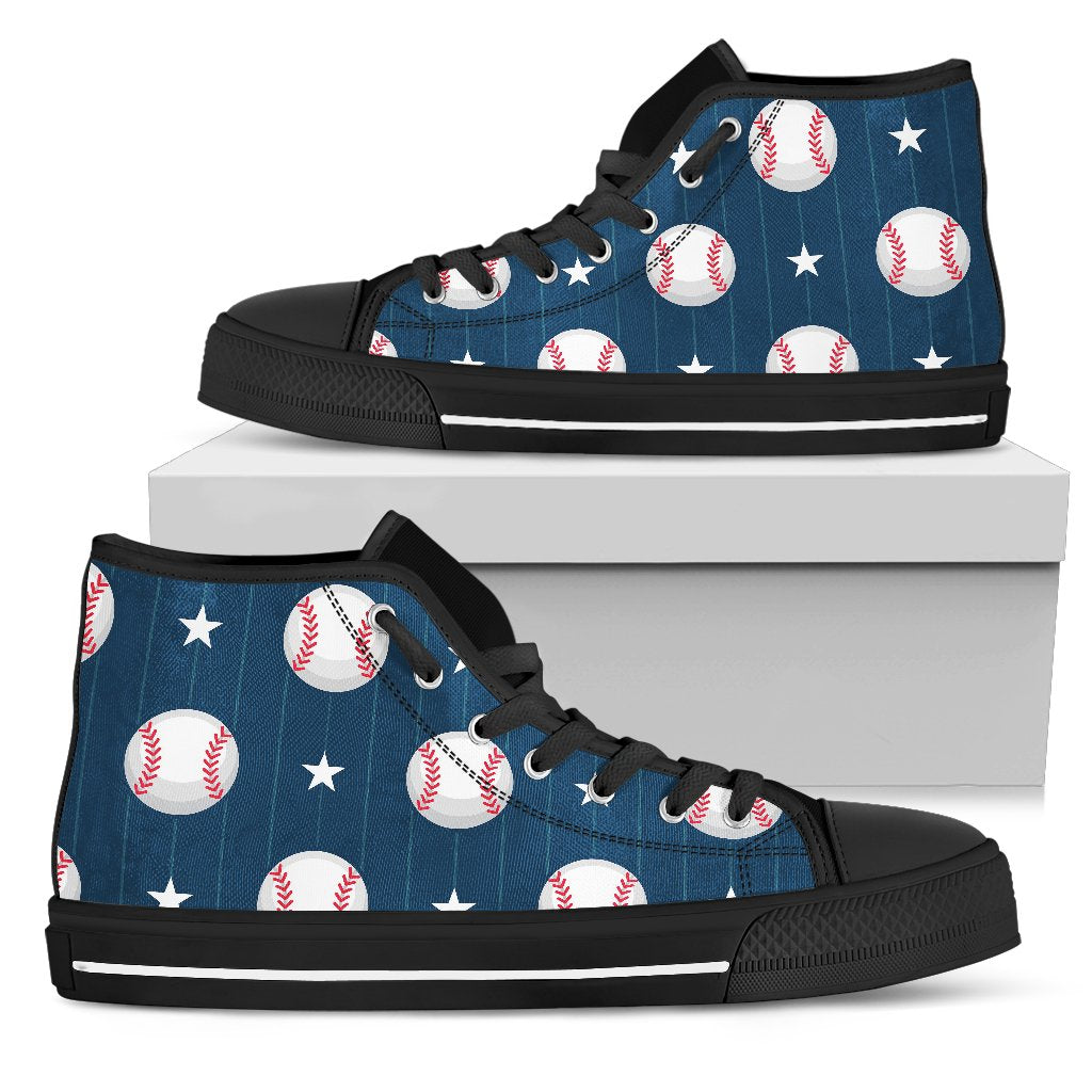 Baseball Star Print Pattern Women High Top Shoes