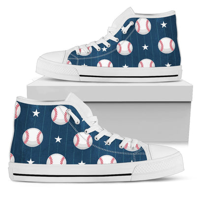 Baseball Star Print Pattern Women High Top Shoes