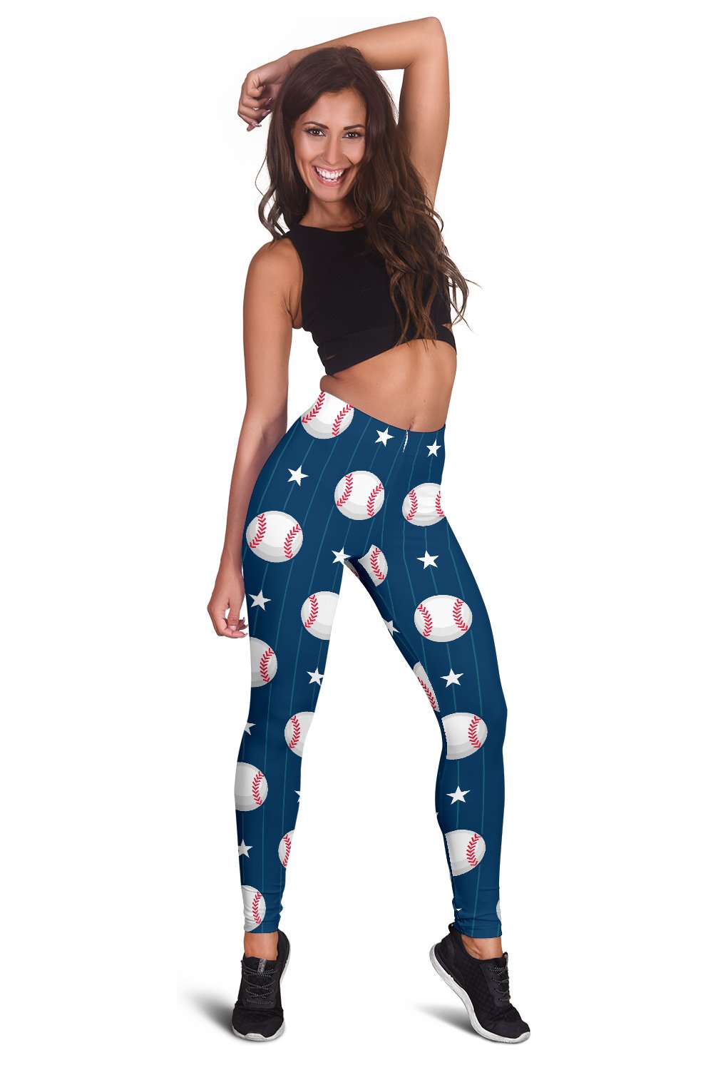 Baseball Star Print Pattern Women Leggings