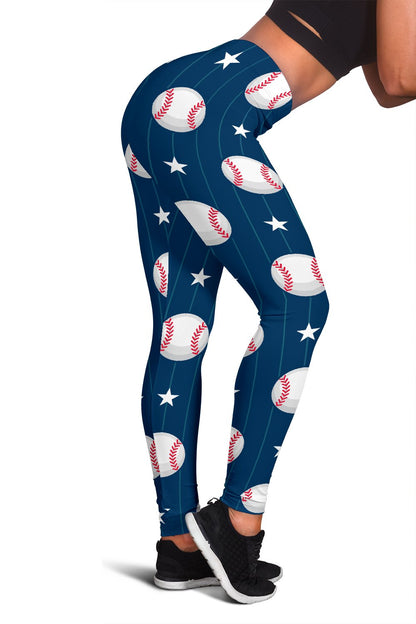 Baseball Star Print Pattern Women Leggings
