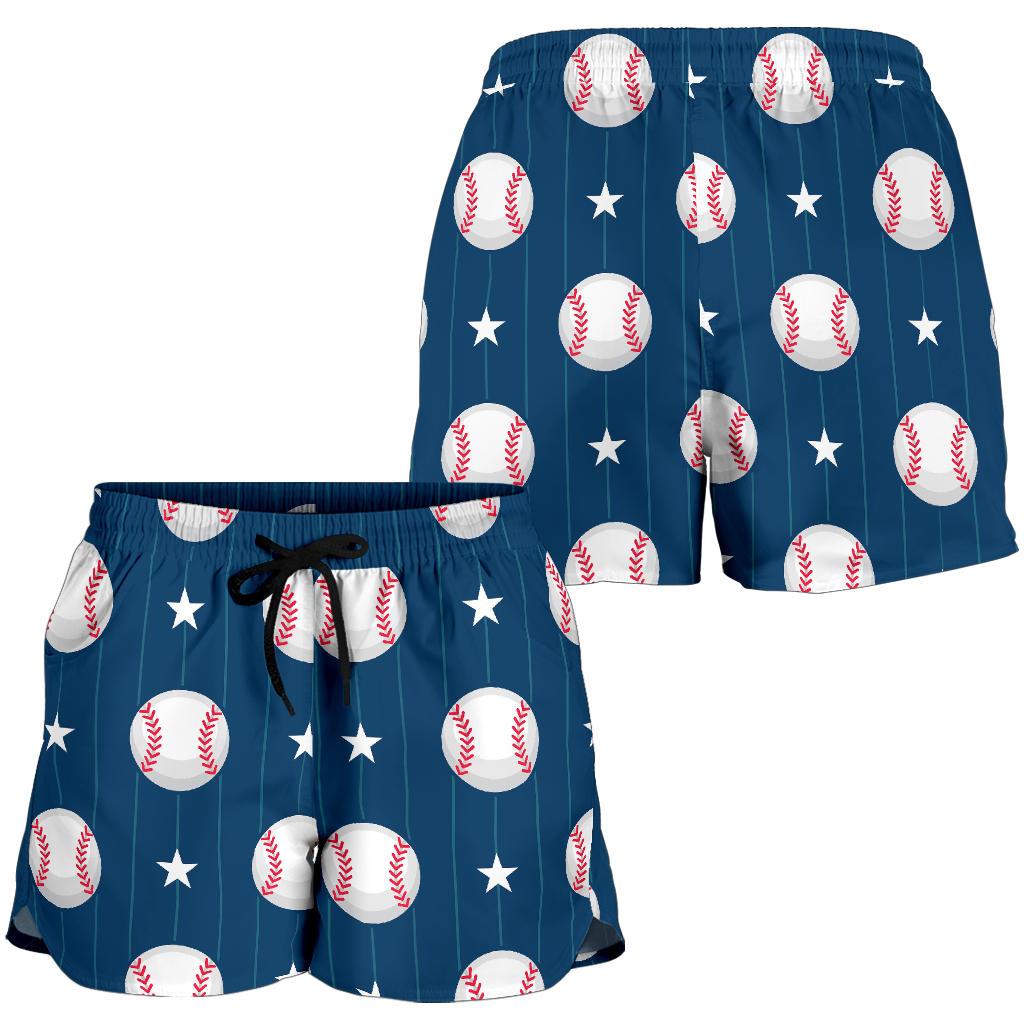 Baseball Star Print Pattern Women Shorts-JTAMIGO.COM