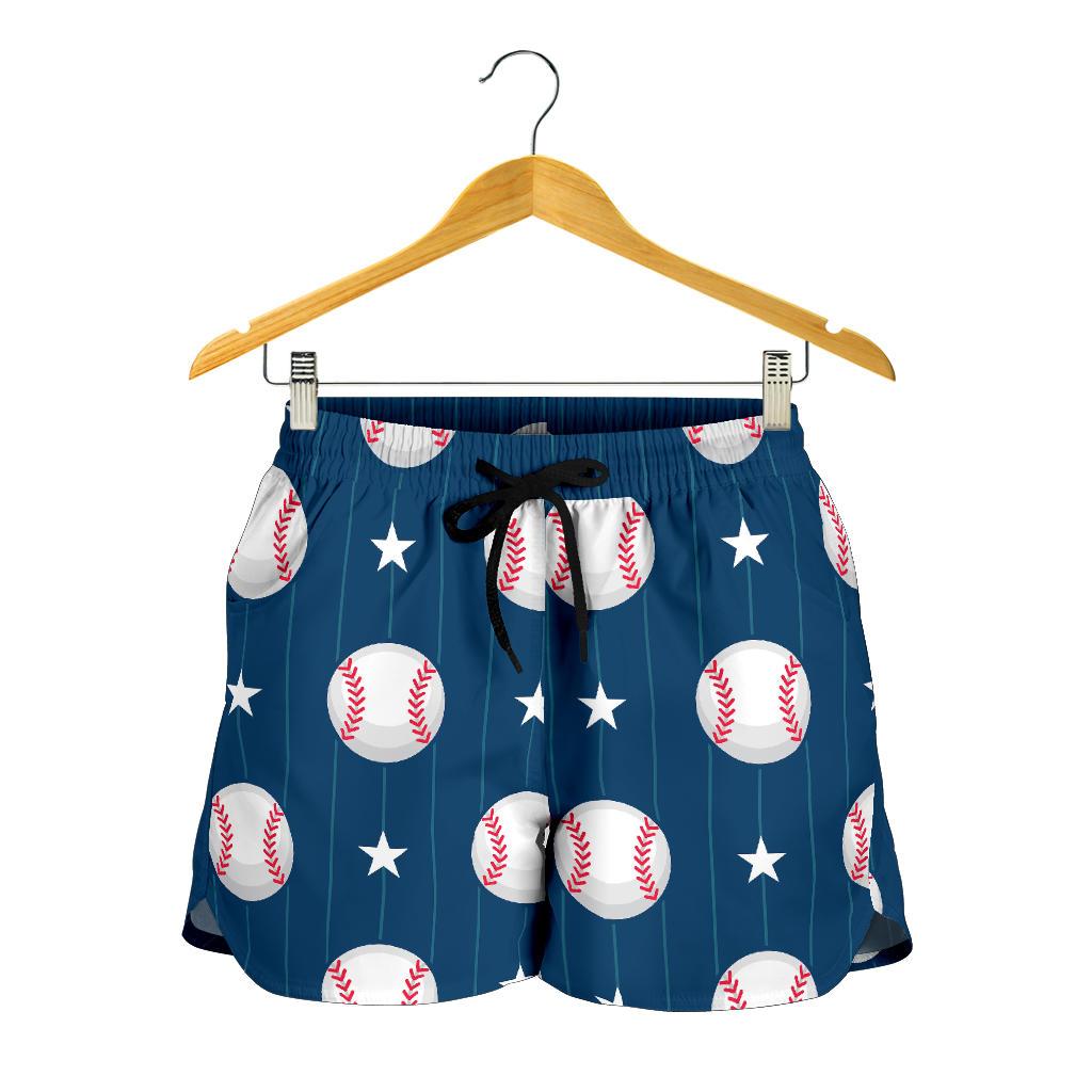 Baseball Star Print Pattern Women Shorts-JTAMIGO.COM
