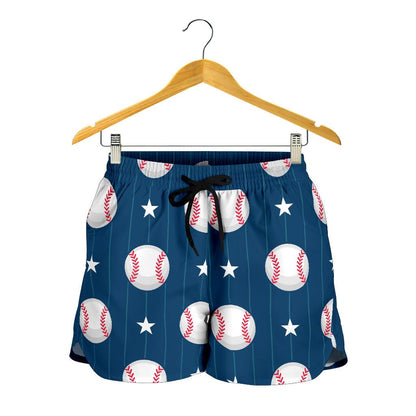 Baseball Star Print Pattern Women Shorts-JTAMIGO.COM