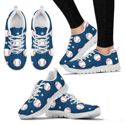Baseball Star Print Pattern Women Sneakers Shoes