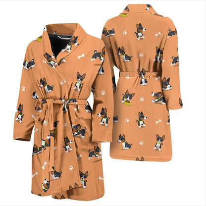 Basenji Pattern Print Design 01 Men Bathrobe-JORJUNE.COM