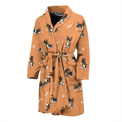 Basenji Pattern Print Design 01 Men Bathrobe-JORJUNE.COM