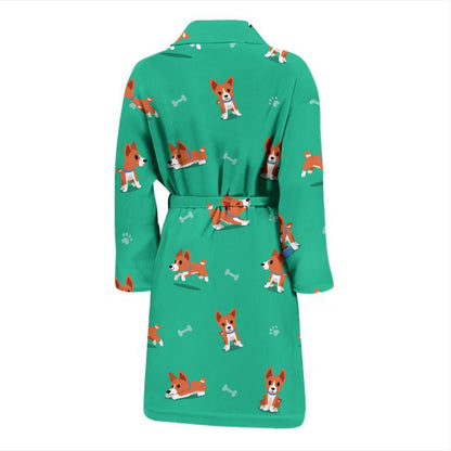 Basenji Pattern Print Design 02 Men Bathrobe-JORJUNE.COM