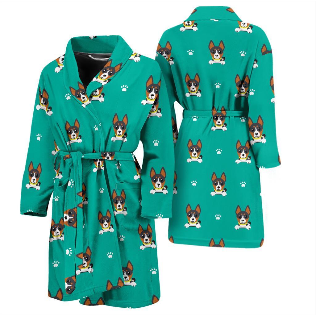 Basenji Pattern Print Design 03 Men Bathrobe-JORJUNE.COM