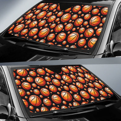 Basketball Black Background Pattern Car Sun Shade For Windshield