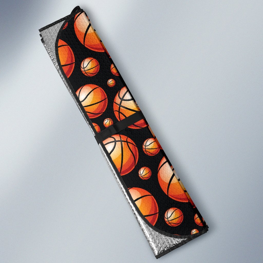 Basketball Black Background Pattern Car Sun Shade For Windshield