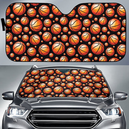 Basketball Black Background Pattern Car Sun Shade For Windshield