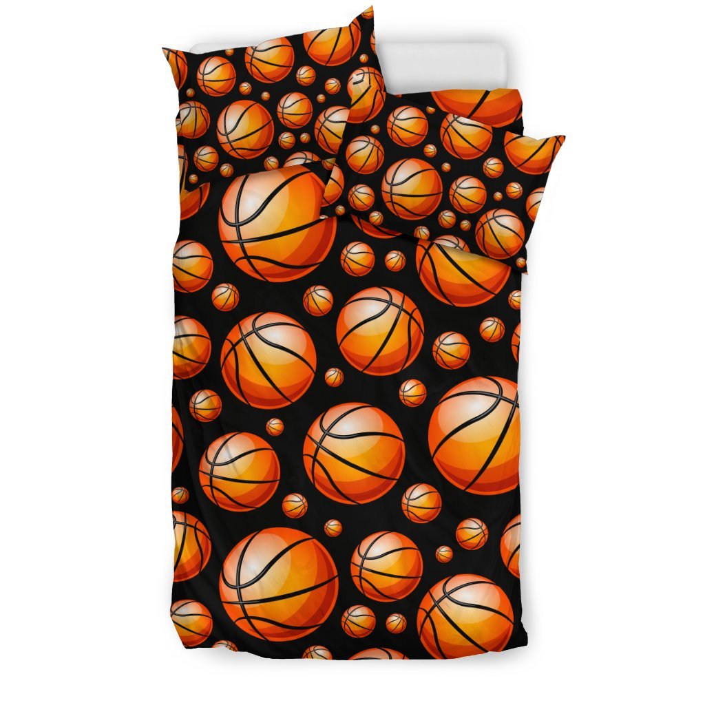 Basketball Black Background Pattern Duvet Cover Bedding Set