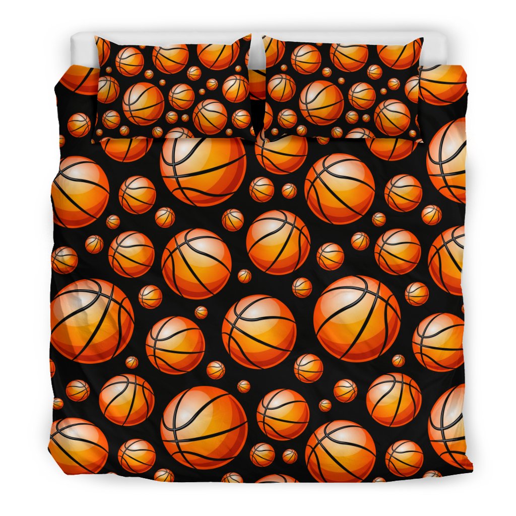 Basketball Black Background Pattern Duvet Cover Bedding Set