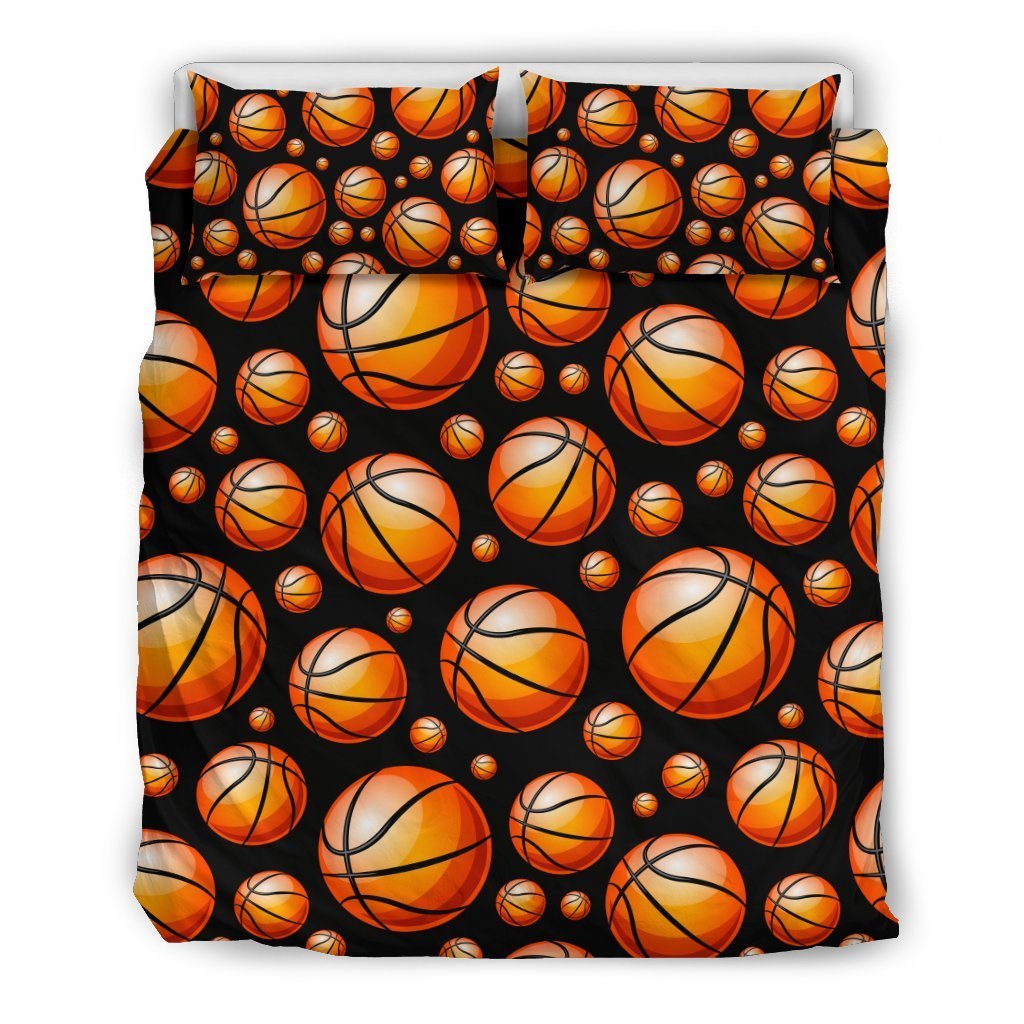 Basketball Black Background Pattern Duvet Cover Bedding Set