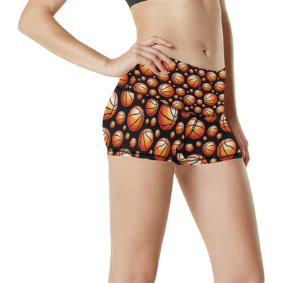 Basketball Black Background Pattern High Waisted Spandex Shorts-JTAMIGO.COM