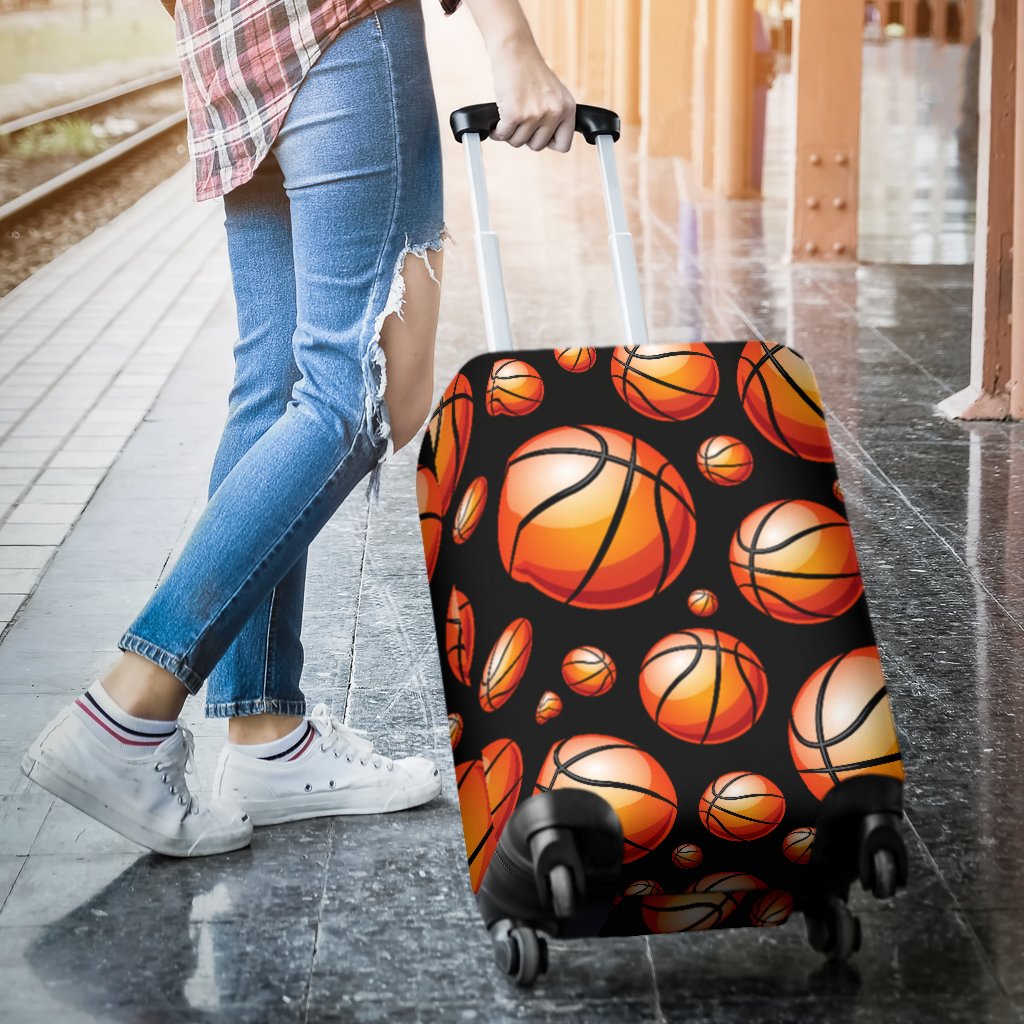 Basketball Black Background Pattern Luggage Cover Protector