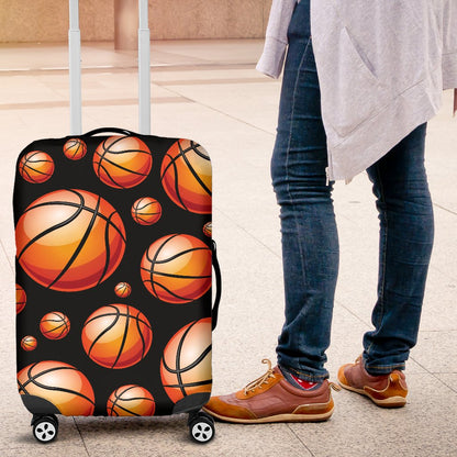 Basketball Black Background Pattern Luggage Cover Protector