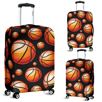 Basketball Black Background Pattern Luggage Cover Protector