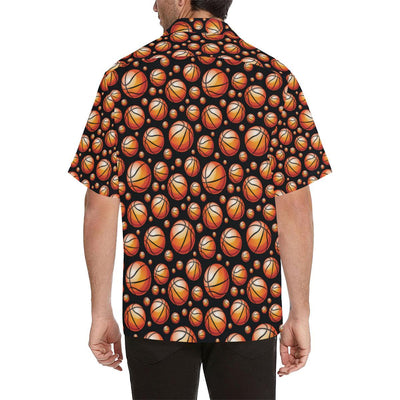 Basketball Black Background Pattern Men Aloha Hawaiian Shirt