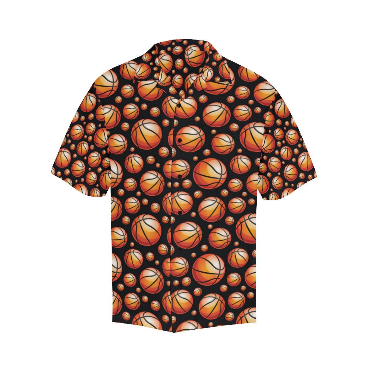 Basketball Black Background Pattern Men Aloha Hawaiian Shirt