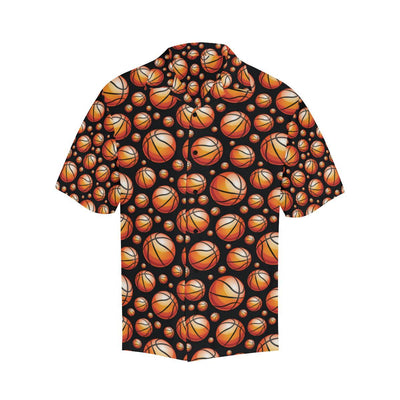 Basketball Black Background Pattern Men Aloha Hawaiian Shirt